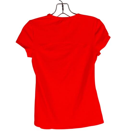 Athleta Shadow Stripe Short Sleeve Shirt Neon Orange Active Size XXS - Picture 5 of 7